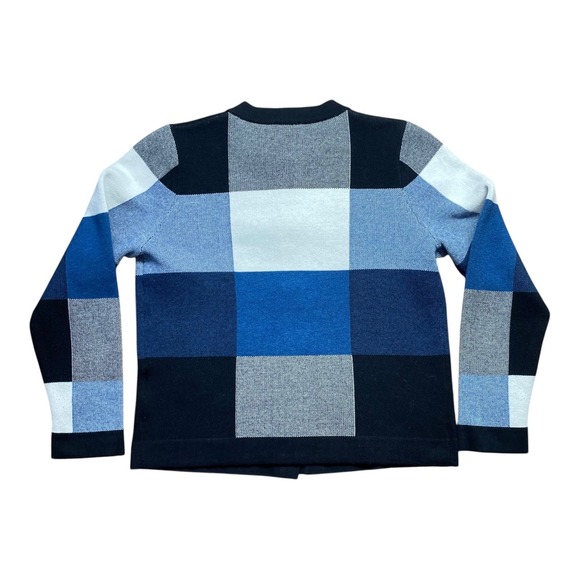 Marble Cardigan Women's Small Blue Plaid Cotton Blend‎ Knit Button Front, Size S - Picture 6 of 7